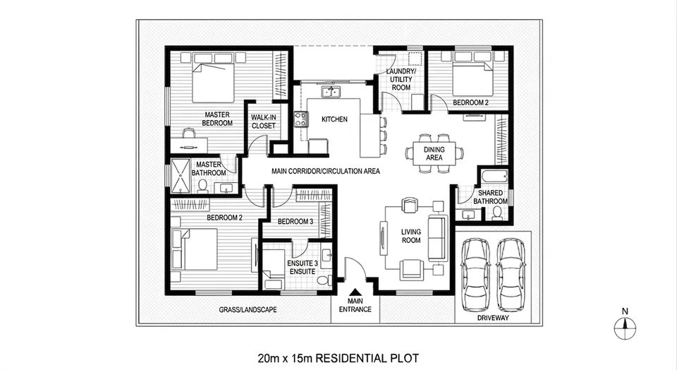 Residential 2D floor plan